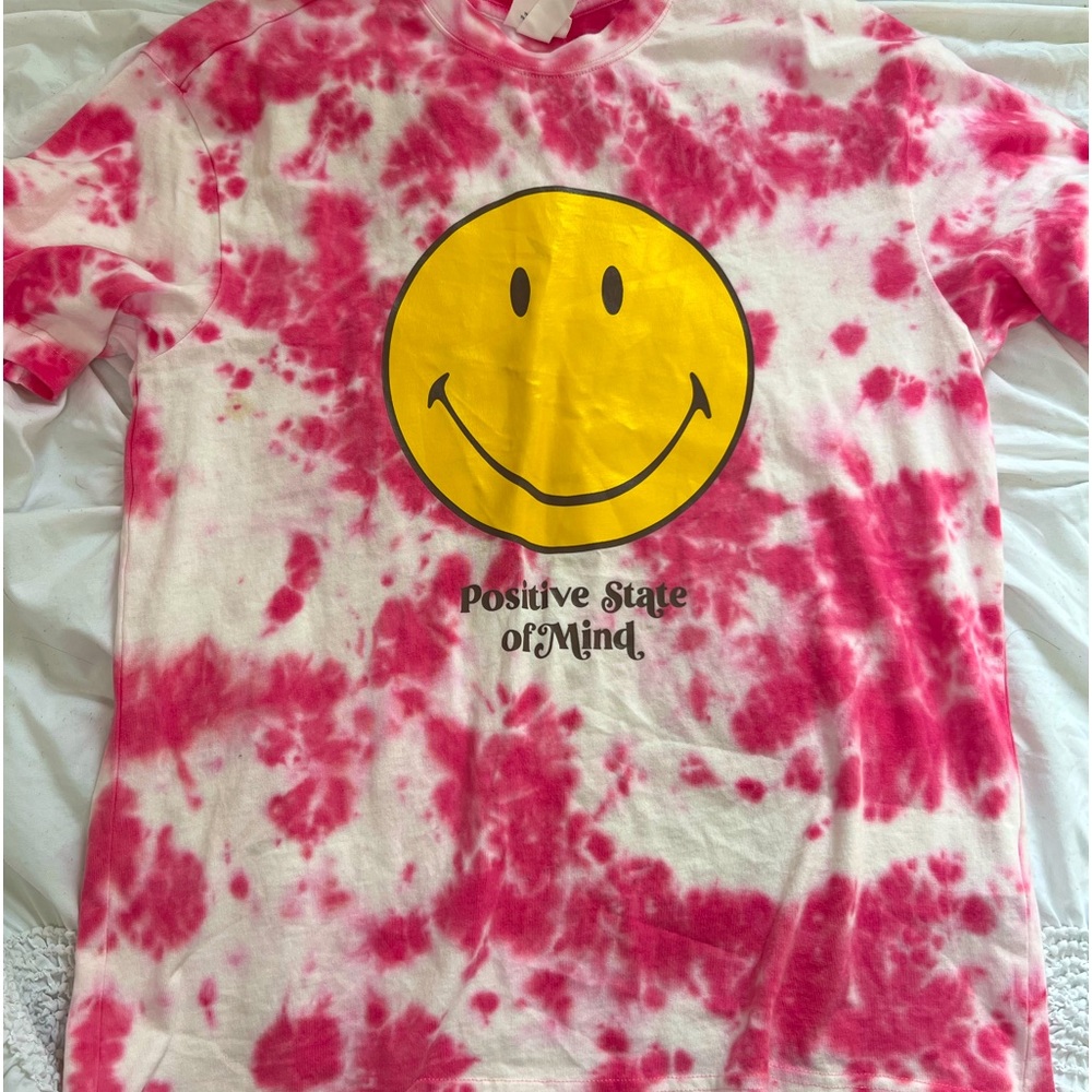 Pink tye dye SmileyXH&M oversized tee size s🙂